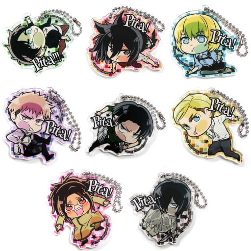 Erwin Smith, etc. Attack on Titan Season3 Pita! Deformed Acrylic Key Chain All 8 Types Set Key Ring [USED]