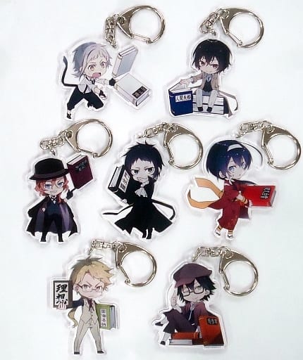 Osamu Dazai, etc. Bungo Stray Dogs DEAD APPLE Acrylic Keychain Set 7net Limited Set of 7 Key Ring [USED]