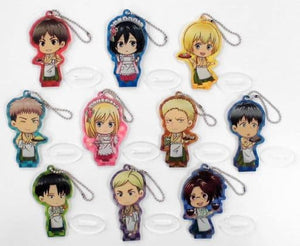 All 10 Types Set Cafe Attack on Titan in SWEETS PARADISE Trading Acrylic Keychain Key Ring [USED]