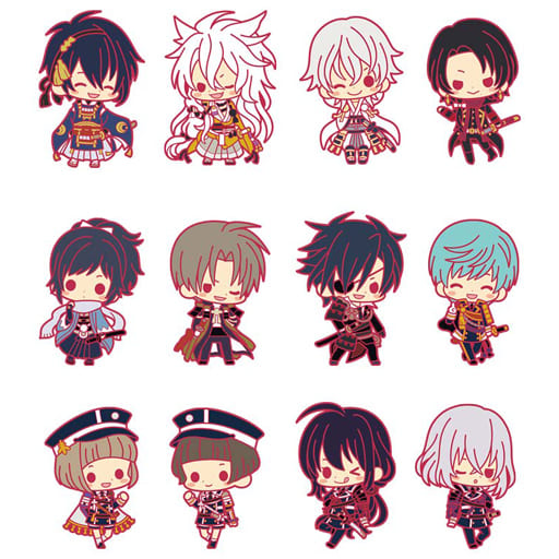 Tsurumaru Kuninaga, etc. Touken Ranbu ONLINE Es Series Nino Rubber Strap Collection Kai 1st All 12 Types Set Key Ring [USED]