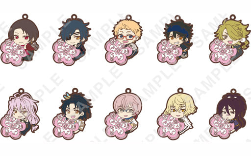 Kashu Kiyomitsu, etc. Zoku Touken Ranbu Hanamaru Pitacolle Rubber Strap No.1 All 10 Types Set Key Ring [USED]