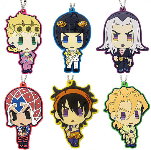 Bruno Bucciarati, etc. JoJo's Bizarre Adventure: Golden Wind Trading Rubber Strap Lumine Limited All 6 Types Set Key Ring [USED]