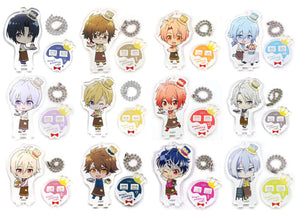 All 12 Types Set Idolish7 x animatecafe Trading Acrylic Stand Keychain King Pudding Cafe Ver. Key Ring [USED]