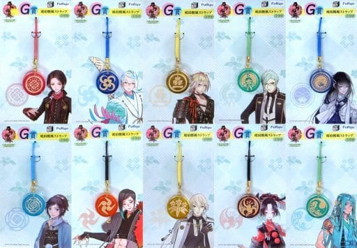 Yamatonokami Yasusada, etc. Touken Ranbu ONLINE Minnano Kuji Hikkake no Jin with Japanese Sweets Amber Sugar Style Strap Prize G All 10 Types Set Key Ring [USED]