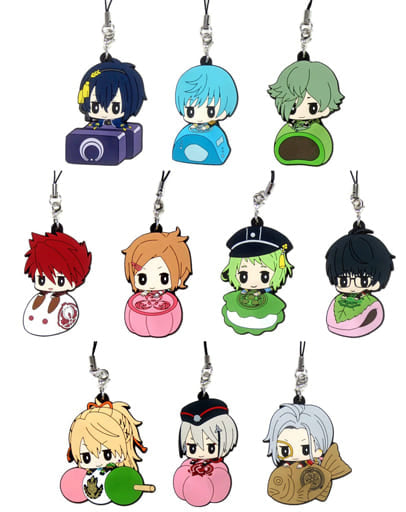 Okanehira, etc. Touken Ranbu ONLINE Minnano Kuji Hikkake no Jin with Japanese Sweets Rubber Charm Prize H All 10 Types Set Key Ring [USED]