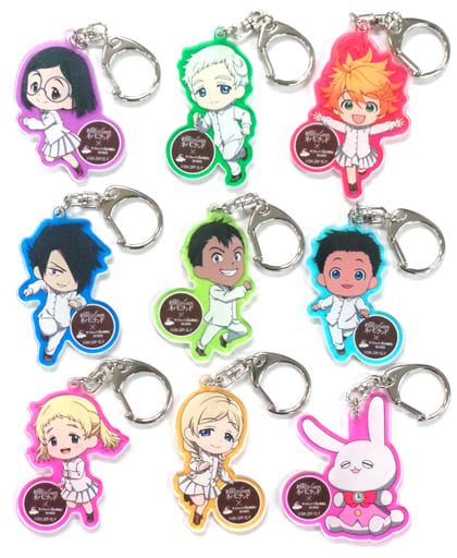 Norman, etc. The Promised Neverland Trading Acrylic Keychains Sunshine 60 Observatory Sky Circus Itsuwari no Soraniwa Limited All 9 Types Set Key Ring [USED]