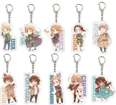 America, etc. Hetalia Worldstars Acrylic Key Chain 02 All 10 Types Set Key Ring [USED]