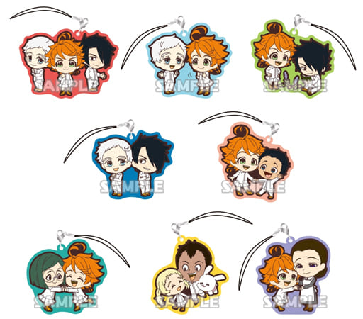 Emma, etc. The Promised Neverland Rubber Strap DUO All 8 Types Set Key Ring [USED]