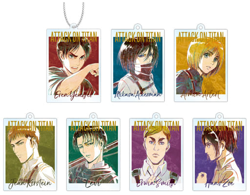 Ellen Yeager, etc. Attack on Titan Trading Ani-Art Acrylic Key Chain All 7 Types Set Key Ring [USED]