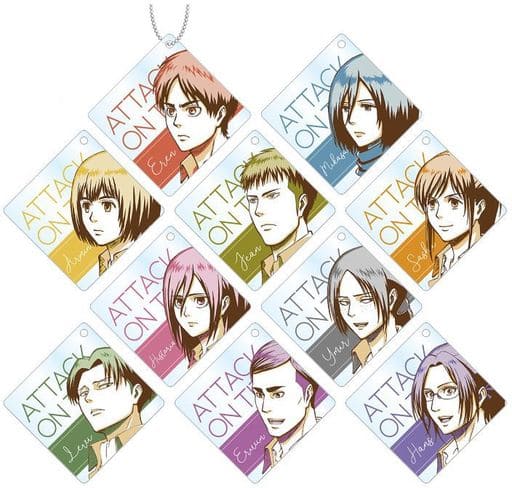 Mikasa Ackerman, etc. Attack on Titan Trading Acrylic Key Chains Color Palette Ver. All 10 Types Set Key Ring [USED]