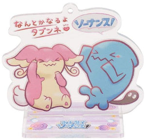 Audino & Wobbuffet Acrylic Stand Keychain Everyone So Nansu! Pokemon Pokemon Center Limited Key Ring  [USED]