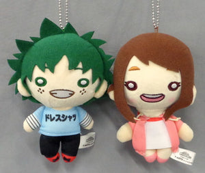 Midoriya Izuku & Uraraka Ochako Private Costume Nitotan Plush With Ball Chain Set My Hero Academia Key Ring [USED]