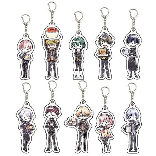 Totomaru Minowa, etc. Kenka Bancho Otome 2nd Rumble !! Graph Art Design Acrylic Key Chain Cafe Ver. 02 All 10 Types Set Key Ring [USED]