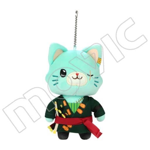 Roronoa Zoro One Piece Plush Keychain with Eye Mask withCAT Zoro Key Ring [USED]