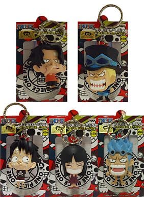 Monkey D. Luffy, etc. One Piece Figure Key Chain Face Variation All 5 Types Set Key Ring [USED]