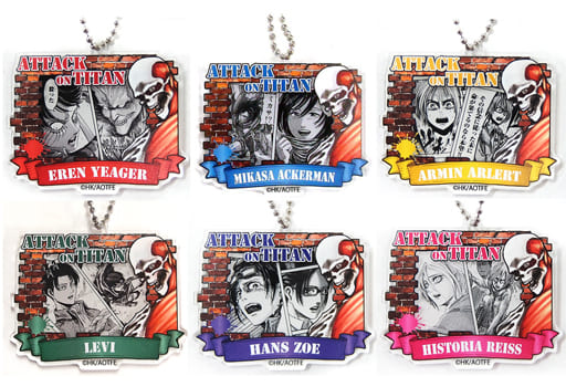 Ellen Yeager, etc. Attack on Titan Trading Deco Flare Acrylic Key Chain Attack on Titan Exhibition Limited All 6 Types Set Key Ring [USED]