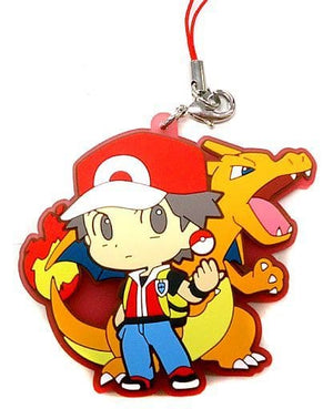 Red & Charizard Pokemon Rubber Strap Collection Pokemon Trainers Pokemon Center Limited Key Ring [USED]