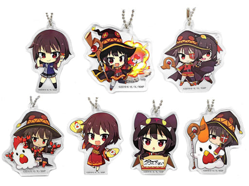 Megumin, etc. KonoSuba: God's Blessing on this Wonderful World! Legend of Crimson Acrylic Key Chain Lawson Loppi HMV Limited All 7 Types Set Key Ring [USED]