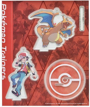 Red & Charizard Acrylic Stand Keychain Pokemon Trainers Pokemon Pokemon Center Limited Key Ring [USED]