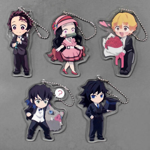 Tanjiro Kamado, etc. Demon Slayer: Kimetsu no Yaiba SD Trading Acrylic Charms Special Event Kimetsu no Utage Limited All 5 Types Set Key Ring [USED]