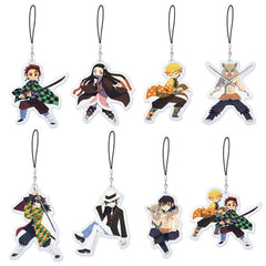Zenitsu Agatsuma, etc. Demon Slayer: Kimetsu no Yaiba Es Series Nino Trading Acrylic Charms Creators Ver. All 8 Types Set Key Ring [USED]