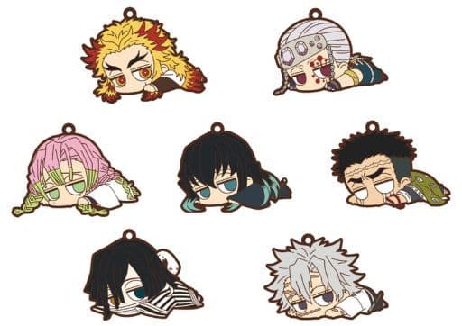 Kyojuro Rengoku, etc. Demon Slayer: Kimetsu no Yaiba Rubber Strap Collection Darun Part 3 All 7 Types Set Key Ring [USED]