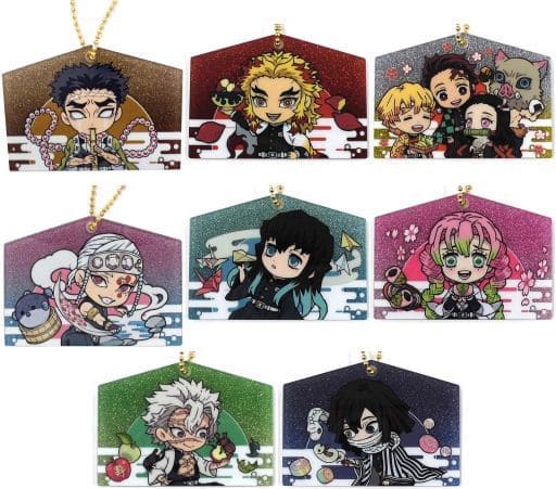 Kyojuro Rengoku, etc. Demon Slayer: Kimetsu no Yaiba Kirakira Acrylic Mascot Ema Ver. 2nd All 8 Types Set Key Ring [USED]