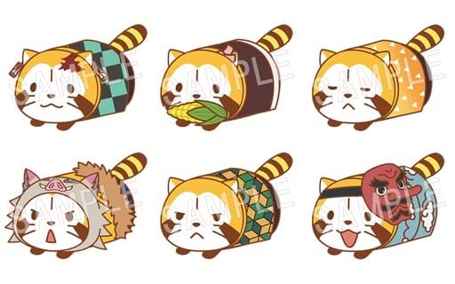 Zenitsu Agatsuma, etc. Demon Slayer: Kimetsu no Yaiba x Rascal Mochikororin Plush Mascot All 6 Types Set Key Ring [USED]