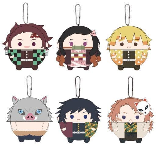 Zenitsu Agatsuma, etc. Demon Slayer: Kimetsu no Yaiba Fluffy Kororin All 6 Types Set Key Ring [USED]