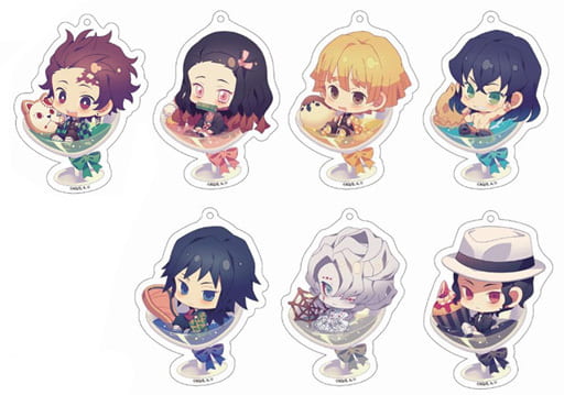Nezuko Kamado, etc. Demon Slayer: Kimetsu no Yaiba Chapon! Acrylic Strap Collection All 7 Types Set Key Ring [USED]