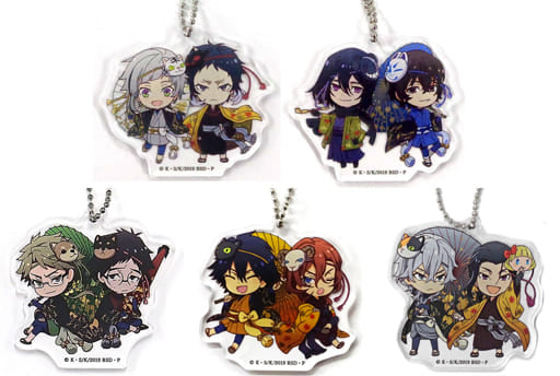 Osamu Dazai, etc. Bungo Stray Dogs Anikuji Acrylic Key Chain Prize C All 5 Types Set Key Ring [USED]