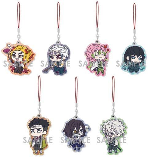 Kyojuro Rengoku, etc. Demon Slayer: Kimetsu no Yaiba Pearl Acrylic Collection Part 2 All 7 Types Set Key Ring [USED]