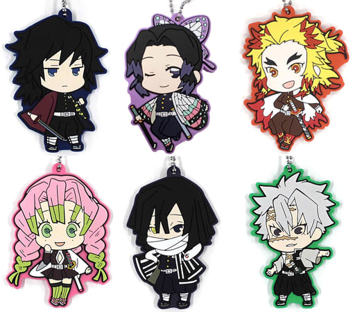 Shinobu Kocho, etc. Demon Slayer: Kimetsu no Yaiba Tojicolle Rubber Mascot Kachofugetsu B Village Vanguard Limited All 6 Types Set Key Ring [USED]