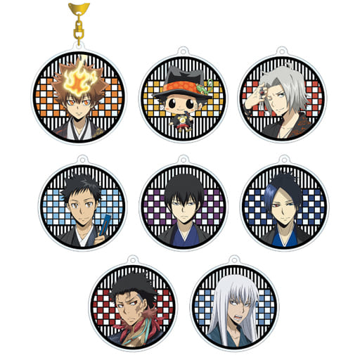 Kyoya Hibari, etc. Reborn! Newly Drawn Illustration Kimono Ver. Trading Acrylic Key Chains All 8 Types Set Key Ring [USED]
