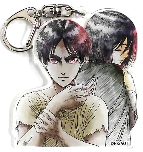 Ellen Yeager Mikasa Ackerman Attack on Titan Newly Drawn Acrylic Mascot Kyoji Asano Original Art Exhibition 2017 Limited Key Ring [USED]