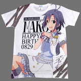 Kikuchi Makoto Birthday ver. Full Graphic T-Shirt White XL Size THE iDOLM@STER TBS Limited Character apparel [USED]