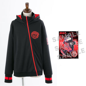 Osomatsu HackerVer. Zip-up Hoodie with Bromide Black x Red Free Size Osaomatsu-san Character apparel [USED]