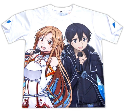 Kirito Asuna Sword Art Online Full Graphic T-Shirt White XL Size Dengeki 25th Anniversary Dengeki Music Live!! 2018 Limited T-shirt [USED]