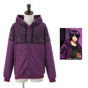 Takasugi Shinsuke Model Zip-up Hoodie With Bromide Purple Free Size Gintama Character apparel [USED]