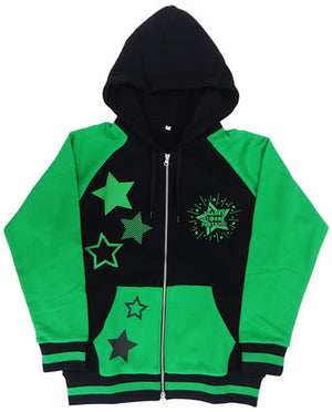 FRAME Double Zip Hoodie Black x Green M Size THE IDOLM@STER SideM THANKS ST@RRY PARTY!!!!! Character apparel [USED]