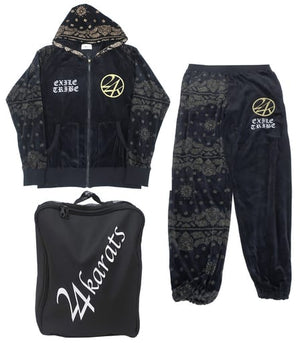 EXILE 24karats Diggers Setup Velor Jersey Paisley Pattern Black x Gold M Size Made to Order Limited Character apparel [USED]