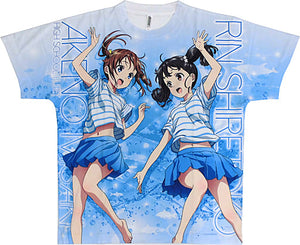 Akeno Misaki & Shiretoko Rin Full Graphic T-shirt Keikyu Aburatsubo Marine Park ver. White L Size High School Fleet the Movie Yokosuka Girl's Marine School Mock Shop in Keikyu Aburatsubo Marine Park Character apparel [USED]