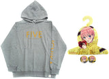 Nakano Ichika FIVE Hoodie With Character Hangers & 2 Tin Badges Gray XL Size The Quintessential Quintuplets SS Character apparel [USED]