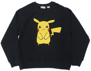 HAPPY Pikachu UNISEX CREW Sweatshirt Black XS Size Pokemon x LEVI'S Character apparel [USED]