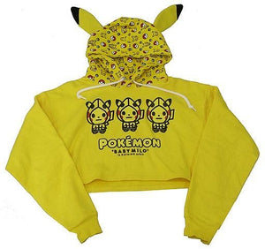 Pikachu CROPPED PULLOVER HOODIE Yellow Free Size Pokemon x A BATHING APE Character apparel [USED]