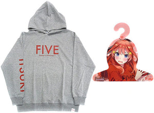 Nakano Itsuki FIVE Hoodie with Character Hanger Gray L Size The Quintessential Quintuplets SS Character apparel [USED]