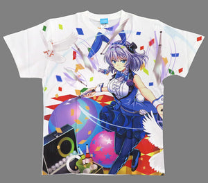 Izayoi Sakuya Toko's Silver Juggler Full Graphic T-shirt White L Size Touhou LostWord Character apparel [USED]