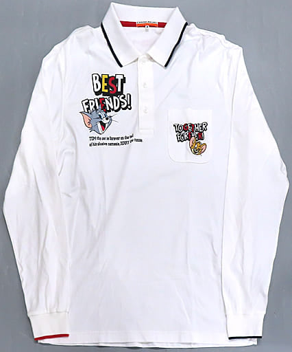 Tom Jerry Tom & Jerry X Castelbajac Long Sleeve Polo Shirt White Size: L Character apparel [USED]