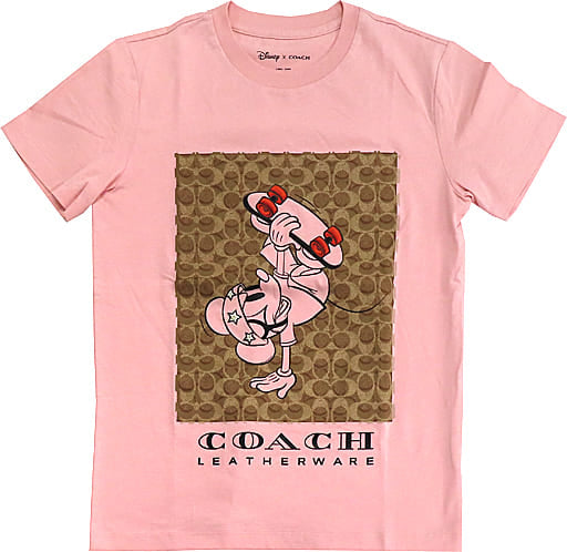 Mickey Mouse Skateboard Disney X Coach Signature T-Shirt Pink Women's Size S The Play Collection Limited Character apparel [USED]