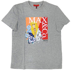 Oscar Francois de Jarjeyes The Rose of Versailles X Max & Co. Lady Oscar Logo T-Shirt Gray Size: L Character apparel [USED]